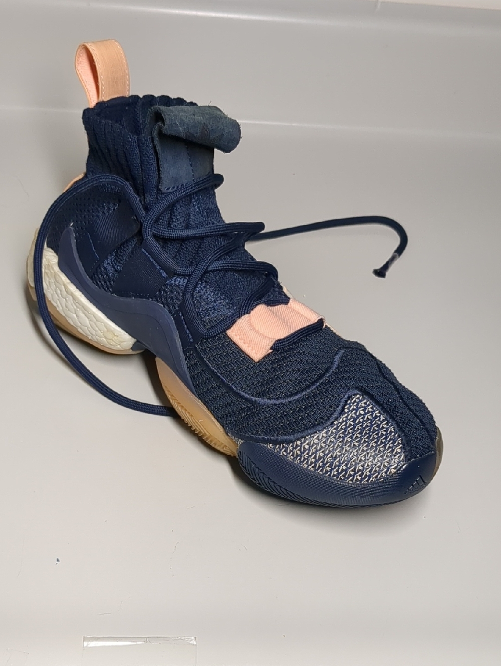 Adidas Crazy BYW X Navy Blue and Peach Boost Basketball Shoes Size 8.5